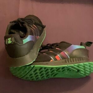 Adidas Black and Green Sneakers with Chunky Sole